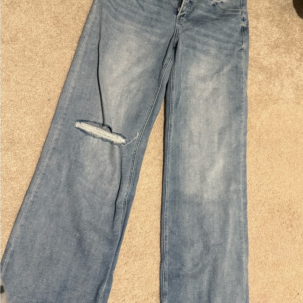 High waisted tummy control wide leg jeans